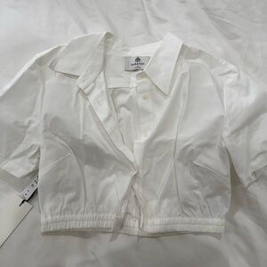 White Cropped Button-Up Shirt aritzia nwt